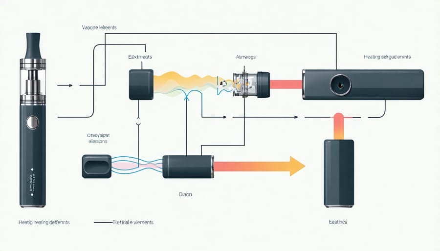 Diagram explaining the internal workings of a cannabis vaping device